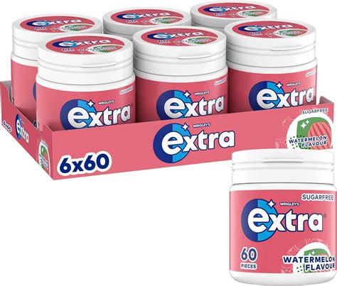 Extra Watermelon Flavour Sugarfree Chewing Gum Bottle 6 x 60 pieces 60 ...