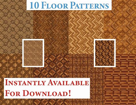 10 Printable Dollhouse Floor Patterns Digital Download 1 12 Scale ...