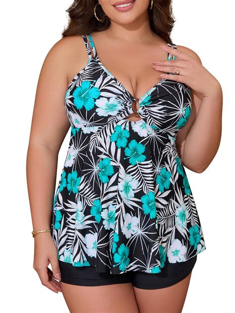 JYLFC Womens Swimsuits for Plus Size Bathing Suits Tankini Tops, XL ...