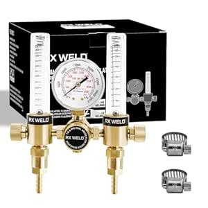 RX WELD Dual Output Argon Regulator Flow Meter Mig Tig 0-60CFH CGA580 ...