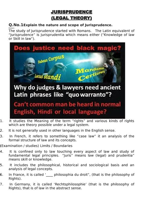 Jurisprudence - 5th semester - JURISPRUDENCE (LEGAL THEORY) Q.No the ...