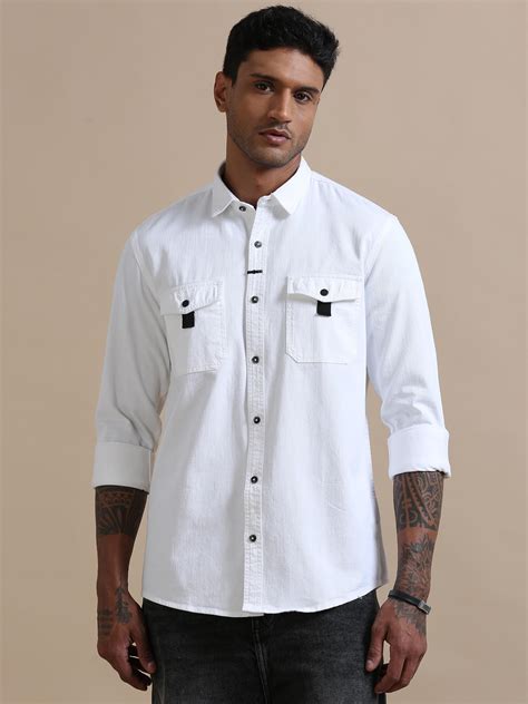 Shop Rugged White Denim Shirt For Men Online At Great Price