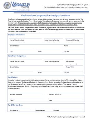 Fillable Online wcers Final Compensation Designation Form will instruct ...