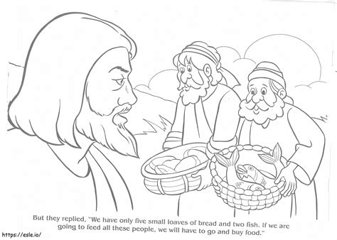 Jesus Feeds The Five Thousand Coloring Page