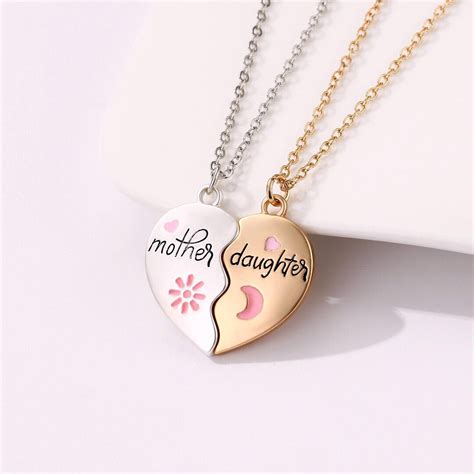 Mother Daughter Matching Heart Magnetic Necklace Set - Meaningful Gift ...