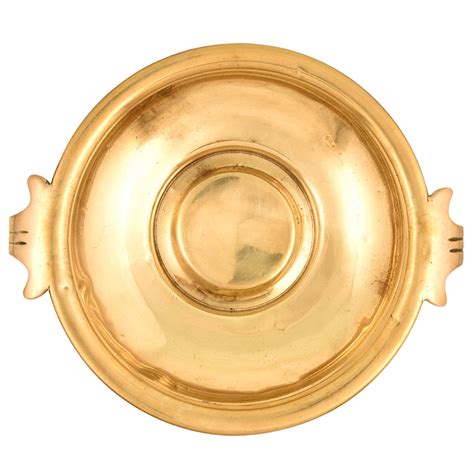 South Indian Golden Brass Urli Bowl With Scroll Handles