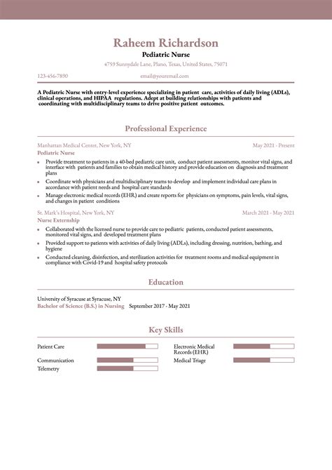 Pediatric Nurse Resume Examples and Templates for 2024 - ResumeBuilder.com
