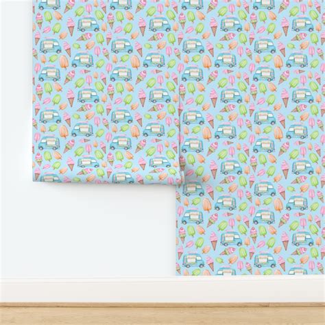 Bigger Scale Ice Cream Truck Popsicles Wallpaper | Spoonflower
