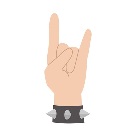 Heavy metal hand gesture. Rock and punk arm symbol with armlet with ...