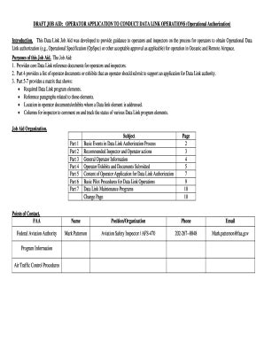 FAA Draft Job Aid Operator Application to Conduct Data Link Operations ...