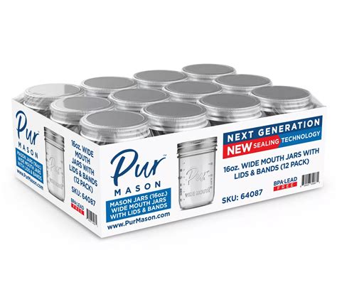 Pur Wide Mouth 16-Oz. Mason Jars With Lids, 12-Pack | Big Lots