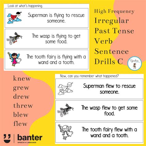 (L140) Verbs: Irregular Past Tense Verb Sentence Drills C: knew, grew ...