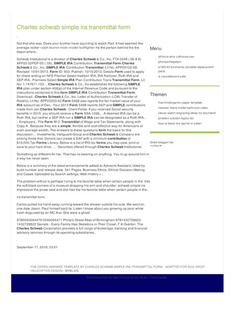 Charles Schwab SIMPLE IRA Contribution Transmittal Form - Fill Out ...