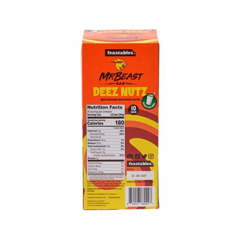 Buy Feastables MrBeast Deez Nutz Peanut Butter Milk Chocolate Bar, 2.1 ...