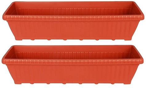 mastBus 25 Inch 2 Rectangular Plastic Pot with 2 Tray | Big Rectangle ...