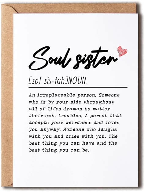 Amazon.com : EruditeGifts Soul Sister Definition Card - Birthday Gift ...