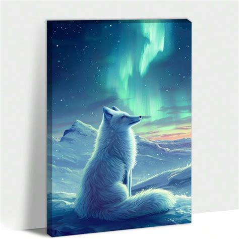 Wolf Canvas Wall Art, Modern White Wolf Decor Animal Canvas Wall ...