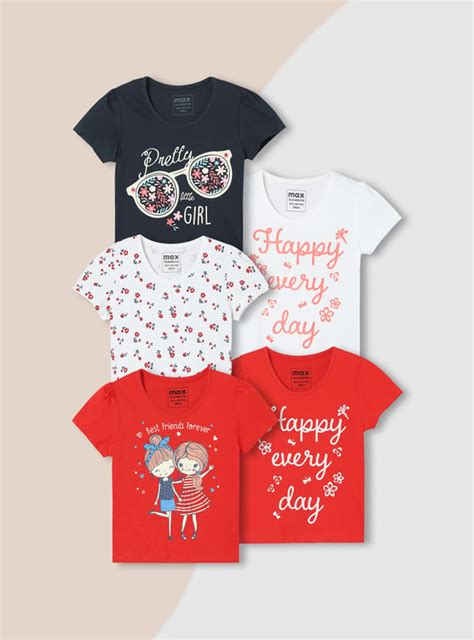 Buy Girls Graphic Printed T-shirts - Pack of 5 Online at just Rs. 799.0 ...