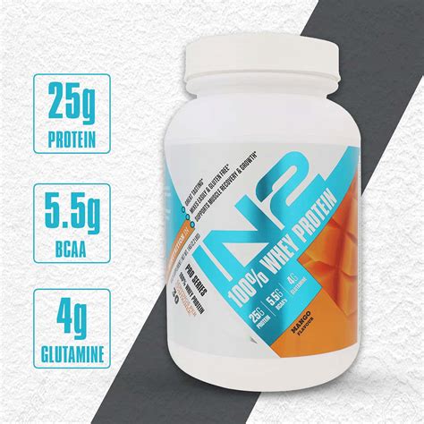 Buy IN2 100% WHEY PROTEIN 1KG (2.2LBS) MANGO, 25G PROTEIN, 5.5G BCAAS ...
