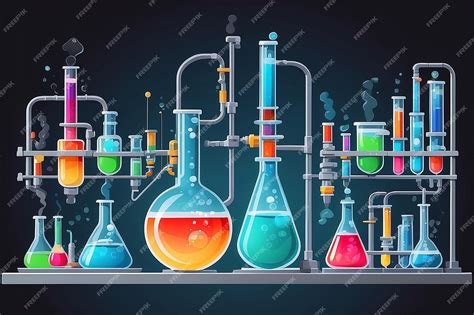 Premium Photo | Chemistry Lab with Colorful Indicators Vector Bunsen Burners