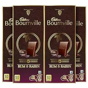 Cadbury Bournville Rum & Raisin Dark Chocolate Bar, 80 g (Pack of 4 ...