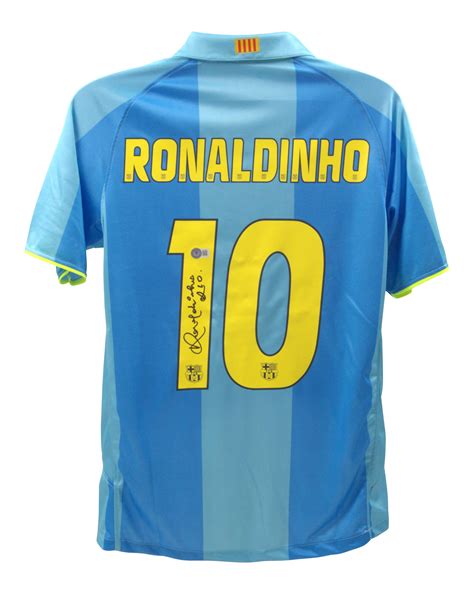 Ronaldinho Signed Barcelona Home Jersey Inscribed "R10" (Beckett ...