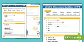 Numbers and Words Bingo 1-100 Indonesian Game (teacher made)