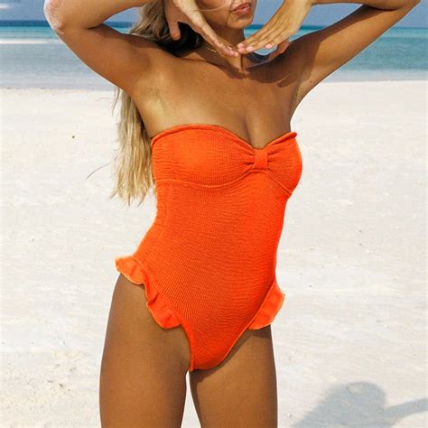 Baqcunre Swim Suits for Women 2024, Womens Ribbed V Neck Monokinis ...