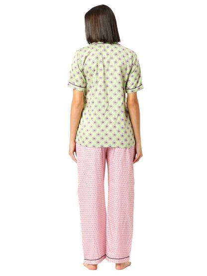 Pink Paradise Button Down Pj Set - Pure Cotton Pj Set with Notched Col ...