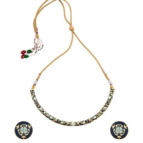 Buy VOYLLA Tahira Bird and Floral Motifs Gold Necklace Set for Women at ...
