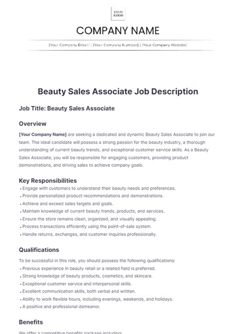 Page 6 | Free Job Description Templates to Edit Online & Print