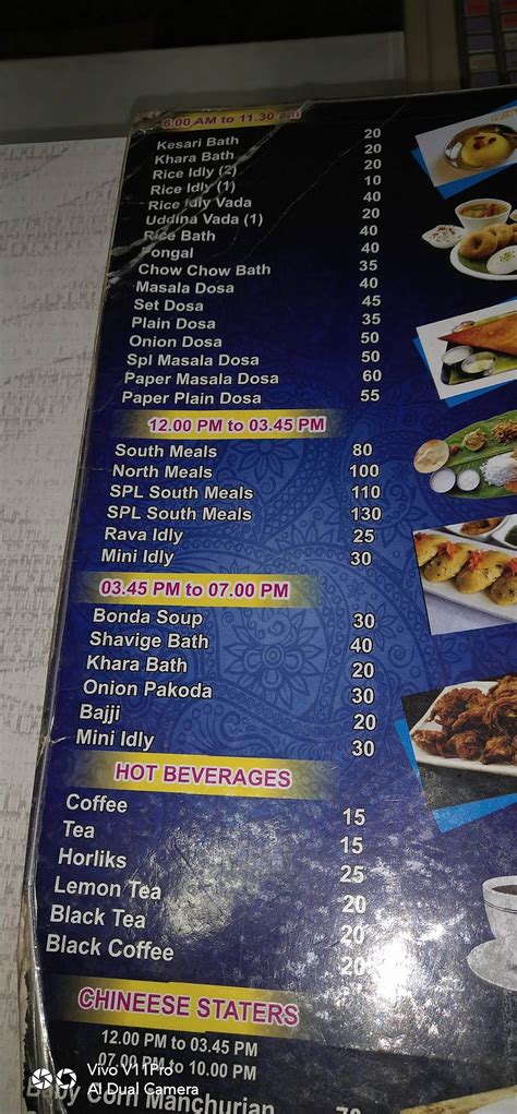 Menu at B.J Bhavan, Bengaluru