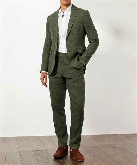 Buy Mens Green Linen Suit Slim Fit 2 Piece Suit Linen Suits for Online ...