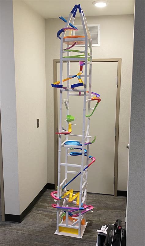 This nearly 8 foot paper marble roller coaster I built during the first ...