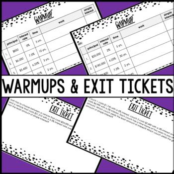 Simple Interest Notes Homework Warm Ups Exit Tickets by Jessica Barnett ...
