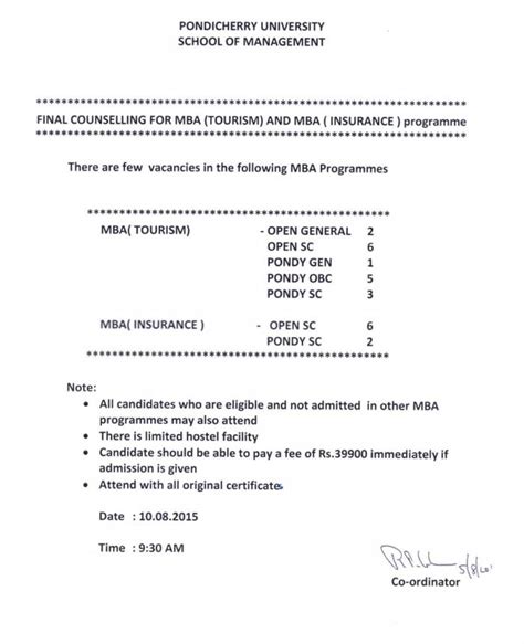 Final Counselling for MBA (Tourism) & MBA (Insurance) programme ...