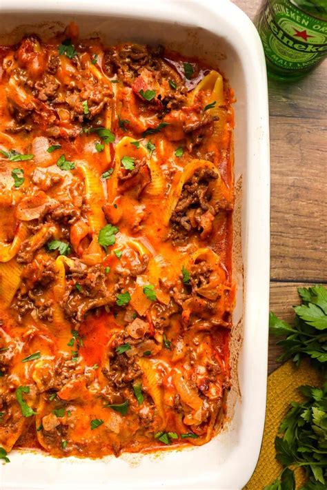 Bacon, Beef, and Beer Stuffed Shells Recipe - Dinner, then Dessert