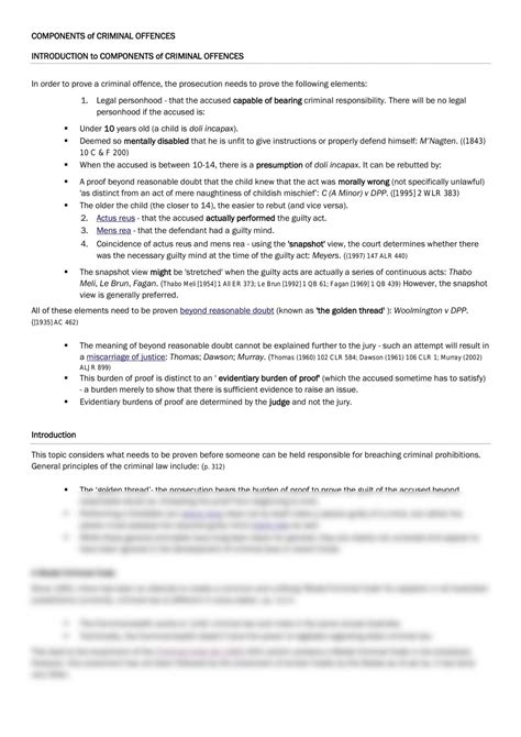 Components of Criminal Offences | LAWS1021 - Crime & the Criminal ...