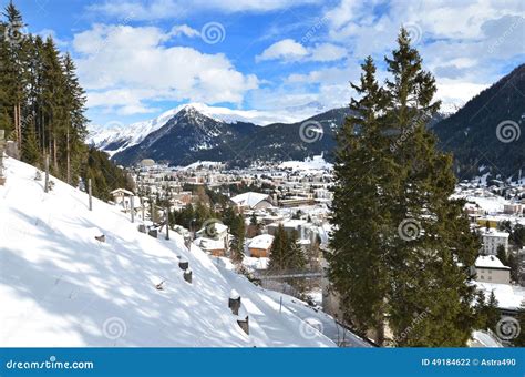 Davos, Famous Swiss Skiing Resort Stock Photo - Image of resort ...