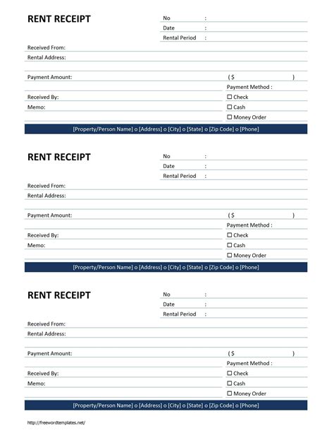 Free Rent Receipt - Free Printable Documents | Receipt template, Free ...