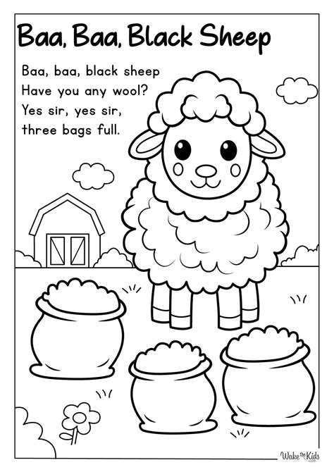 Baa Baa Black Sheep Coloring Pages (Free Printable PDFs) | WakeTheKids