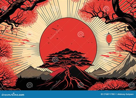 Japanese Ukiyo-e, Landscapes, Art Prints. AI Generation. Mountains ...