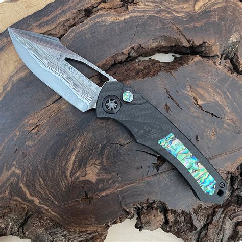 Heretic Knives Custom Pariah Manual S/E Carbon Fiber Handle w/ Abalone ...