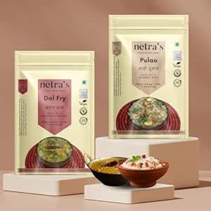 Netra’s Quick Dal Fry & Basmati Pulao Rice Combo Pack – 400g (4 ...