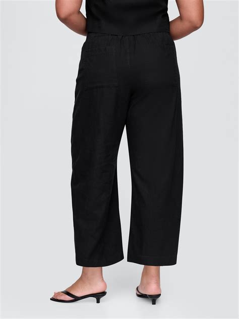 Mid Rise Linen-Blend Easy Barrel Pants | Gap
