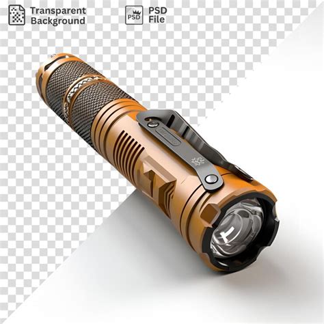 Isolated a flashlight on a trasnparent background with a red light on ...