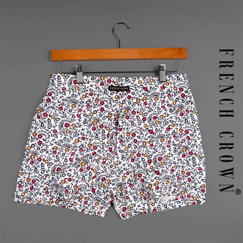 Bright White and Tamarillo Red Prints Premium Tencel Boxers For Man