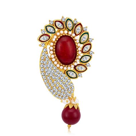 Sukkhi Glamorous Gold Plated Wedding Jewellery Austrian Diamond Brooch ...