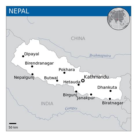 Map of Nepal with major cities | Nepal | Asia | Mapsland | Maps of the ...