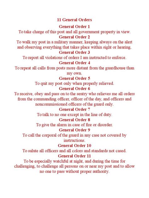 Learn the 11 military general orders - Artofit